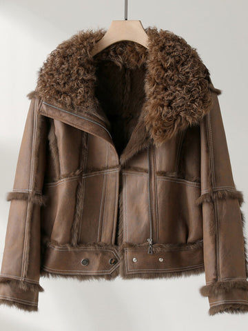 Airchics manteau aviateur fausse fourrure fermeture éclair femme mode